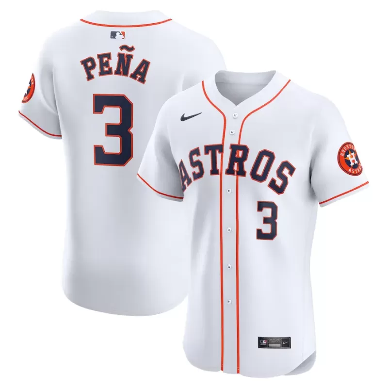 Men's Houston Astros Jeremy Peña Nike White Home Elite Player Jersey Men's Houston Astros Jeremy Peña Nike White Home Elite Player Jersey