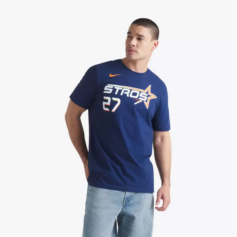 Men's Houston Astros Jose Altuve Nike Navy 2025 City Connect Fuse Name & Number T-Shirt Men's Houston Astros Jose Altuve Nike Navy 2025 City Connect Fuse Name & Number T-Shirt