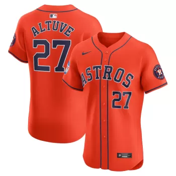 Men's Houston Astros Jose Altuve Nike Orange Alternate Elite Sponsor Patch Player Jersey