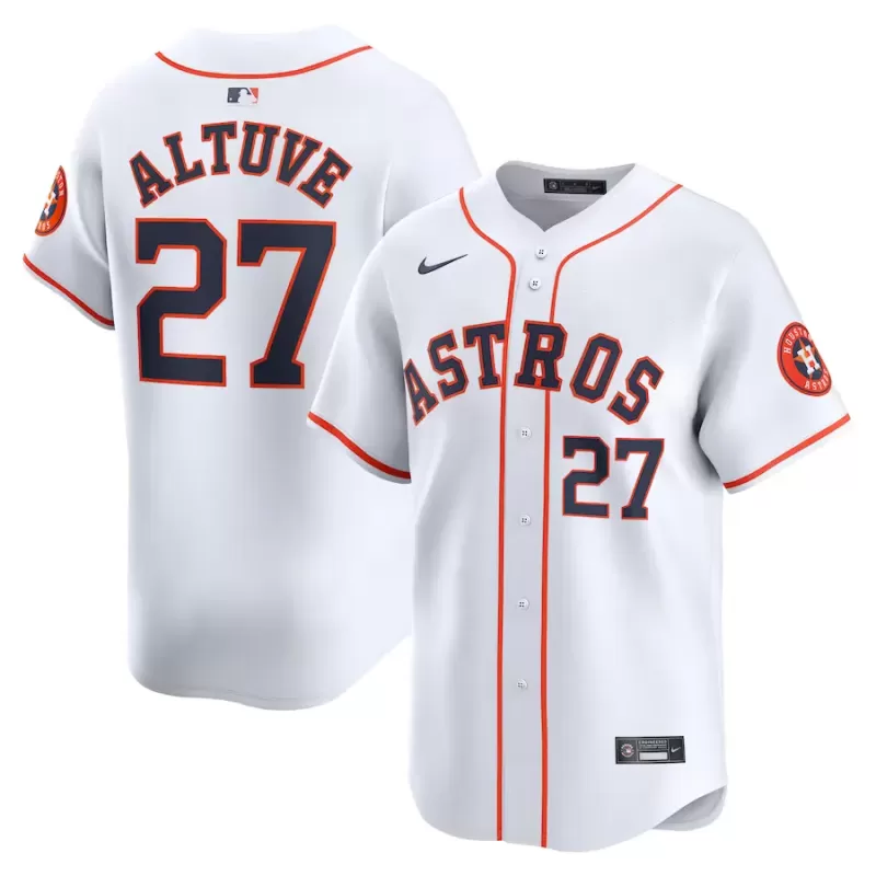Men's Houston Astros Jose Altuve Nike White Home Limited Player Jersey Men's Houston Astros Jose Altuve Nike White Home Limited Player Jersey