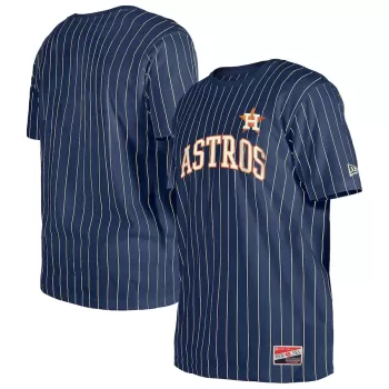 Men's Houston Astros New Era Navy Throwback Pinstripe T-Shirt Men's Houston Astros New Era Navy Throwback Pinstripe T-Shirt