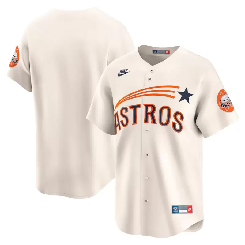 Men's Houston Astros Nike Cream Throwback Cooperstown Collection Limited Jersey Men's Houston Astros Nike Cream Throwback Cooperstown Collection Limited Jersey