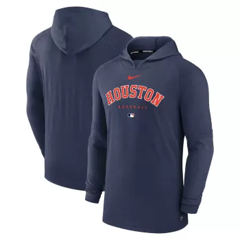 Men's Houston Astros Nike Heather Navy Authentic Collection Early Work Tri-Blend Performance Pullover Hoodie Men's Houston Astros Nike Heather Navy Authentic Collection Early Work Tri-Blend Performance Pullover Hoodie