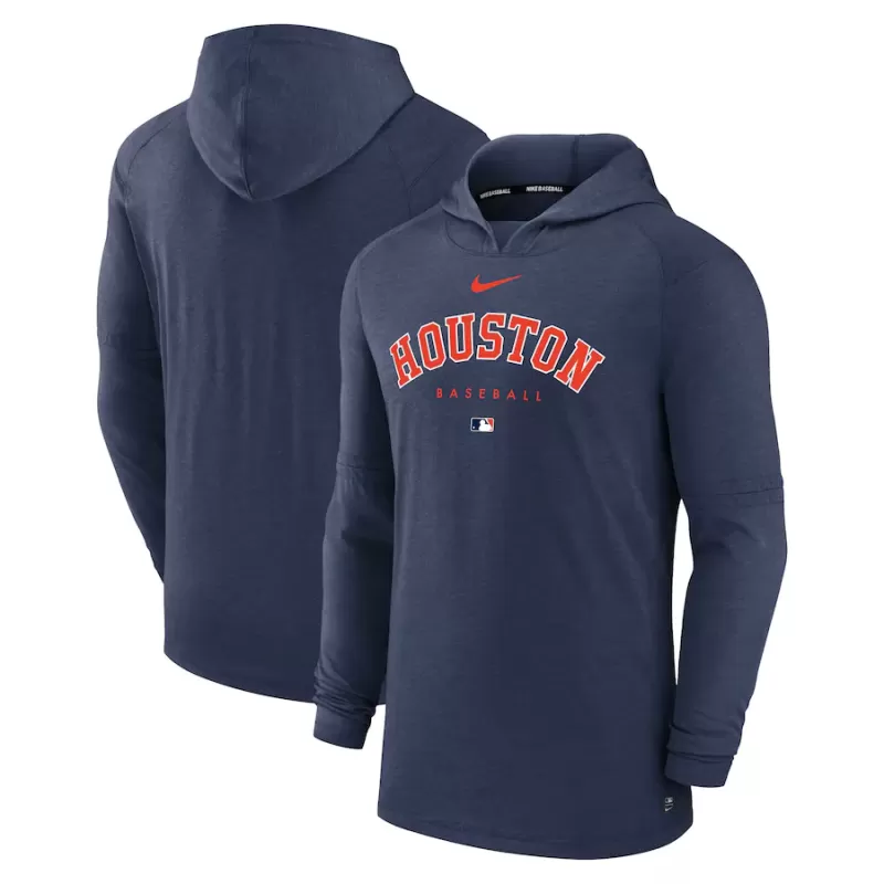 Men's Houston Astros Nike Heather Navy Authentic Collection Early Work Tri-Blend Performance Pullover Hoodie Men's Houston Astros Nike Heather Navy Authentic Collection Early Work Tri-Blend Performance Pullover Hoodie