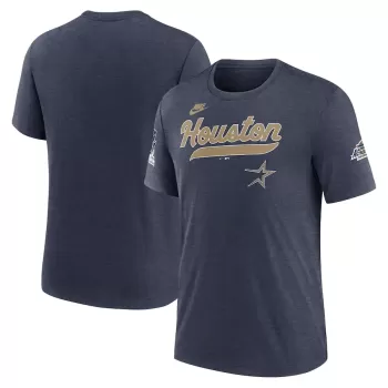 Men's Houston Astros Nike Heather Navy Cooperstown Collection Eras Tri-Blend T-Shirt Men's Houston Astros Nike Heather Navy Cooperstown Collection Eras Tri-Blend T-Shirt