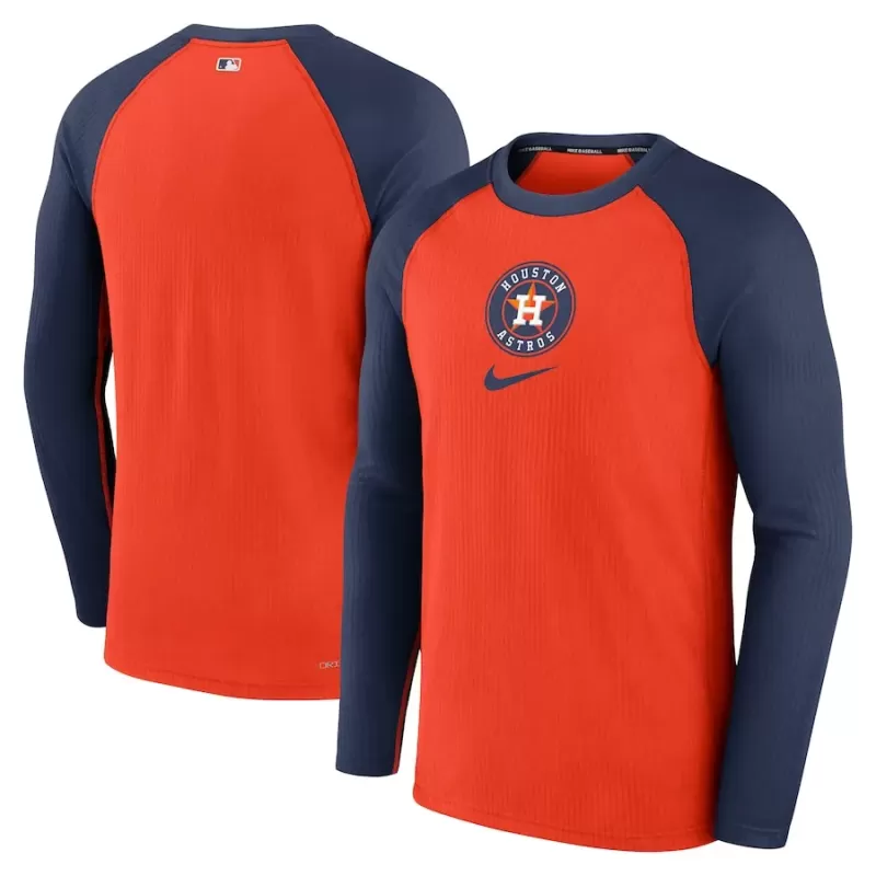 Men's Houston Astros Nike Orange Authentic Collection Game Raglan Performance Long Sleeve T-Shirt Men's Houston Astros Nike Orange Authentic Collection Game Raglan Performance Long Sleeve T-Shirt