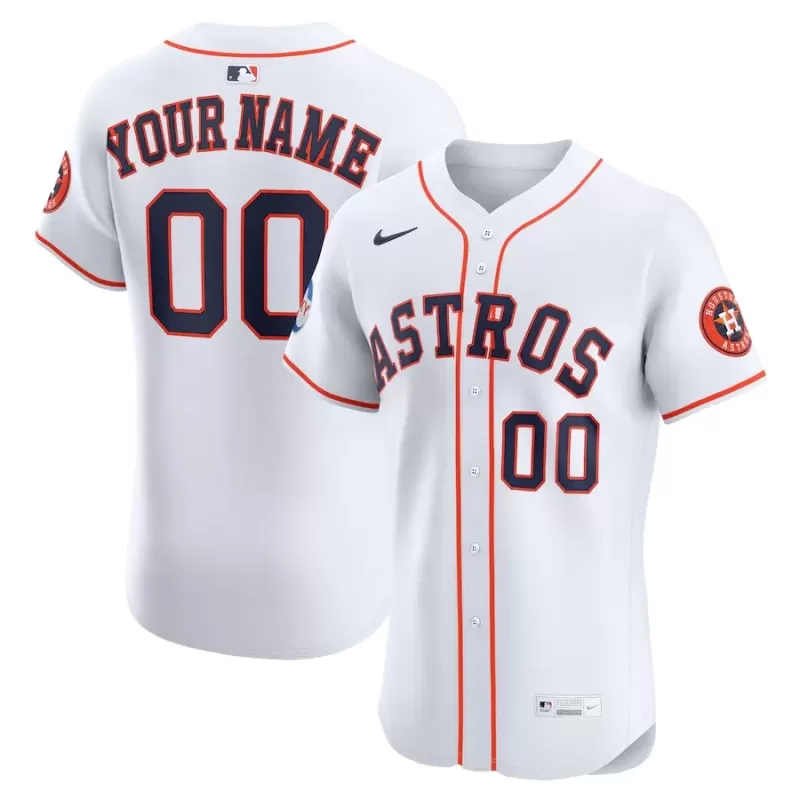 Men's Houston Astros Nike White Home Elite Sponsor Patch Custom Jersey Men's Houston Astros Nike White Home Elite Sponsor Patch Custom Jersey