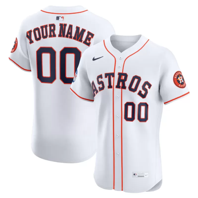 Men's Houston Astros Nike White Home Elite Sponsor Patch Custom Jersey Men's Houston Astros Nike White Home Elite Sponsor Patch Custom Jersey