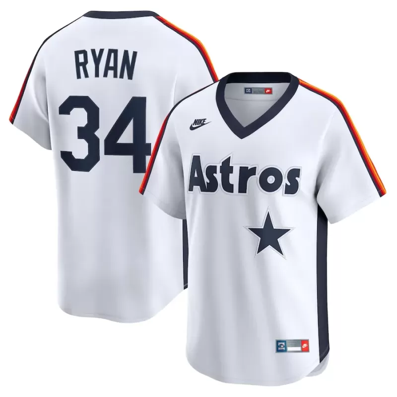 Men's Houston Astros Nolan Ryan Nike White Throwback Cooperstown Collection Limited Jersey Men's Houston Astros Nolan Ryan Nike White Throwback Cooperstown Collection Limited Jersey