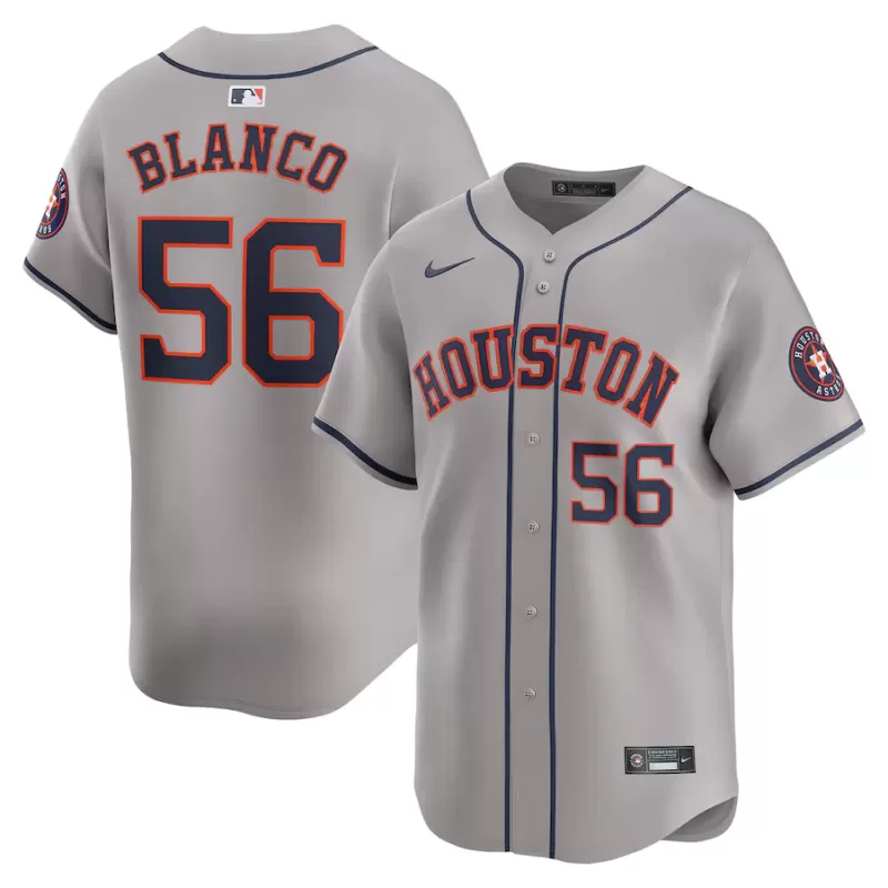 Men's Houston Astros Ronel Blanco Nike Gray Away Limited Player Jersey Men's Houston Astros Ronel Blanco Nike Gray Away Limited Player Jersey