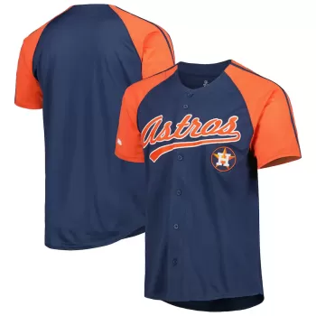 Men's Houston Astros Stitches Navy Button-Down Raglan Fashion Jersey Men's Houston Astros Stitches Navy Button-Down Raglan Fashion Jersey