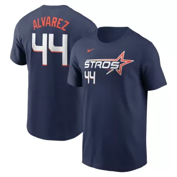 Men's Houston Astros Yordan Alvarez Nike Navy 2025 City Connect Fuse Name & Number T-Shirt Men's Houston Astros Yordan Alvarez Nike Navy 2025 City Connect Fuse Name & Number T-Shirt