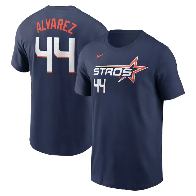 Men's Houston Astros Yordan Alvarez Nike Navy 2025 City Connect Fuse Name & Number T-Shirt Men's Houston Astros Yordan Alvarez Nike Navy 2025 City Connect Fuse Name & Number T-Shirt