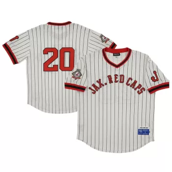 Men's Jacksonville Red Caps #20 Rings & Crwns Cream Mesh Replica V-Neck Jersey Men's Jacksonville Red Caps #20 Rings & Crwns Cream Mesh Replica V-Neck Jersey