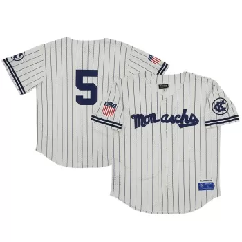 Men's Kansas City Monarchs #5 Rings & Crwns Cream Mesh Button-Down Replica Jersey Men's Kansas City Monarchs #5 Rings & Crwns Cream Mesh Button-Down Replica Jersey