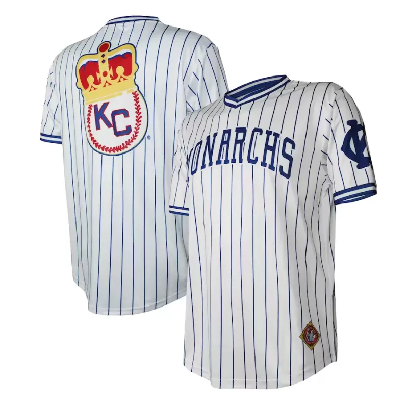 Men's Kansas City Monarchs Stitches White V-Neck Jersey Men's Kansas City Monarchs Stitches White V-Neck Jersey