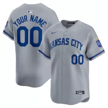 Men's Kansas City Royals Nike Gray Away Limited Custom Jersey Men's Kansas City Royals Nike Gray Away Limited Custom Jersey