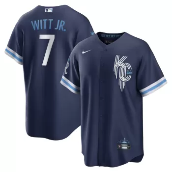 Men's Kansas City Royals Bobby Witt Jr. Nike Navy City Connect Replica Player Jersey Men's Kansas City Royals Bobby Witt Jr. Nike Navy City Connect Replica Player Jersey