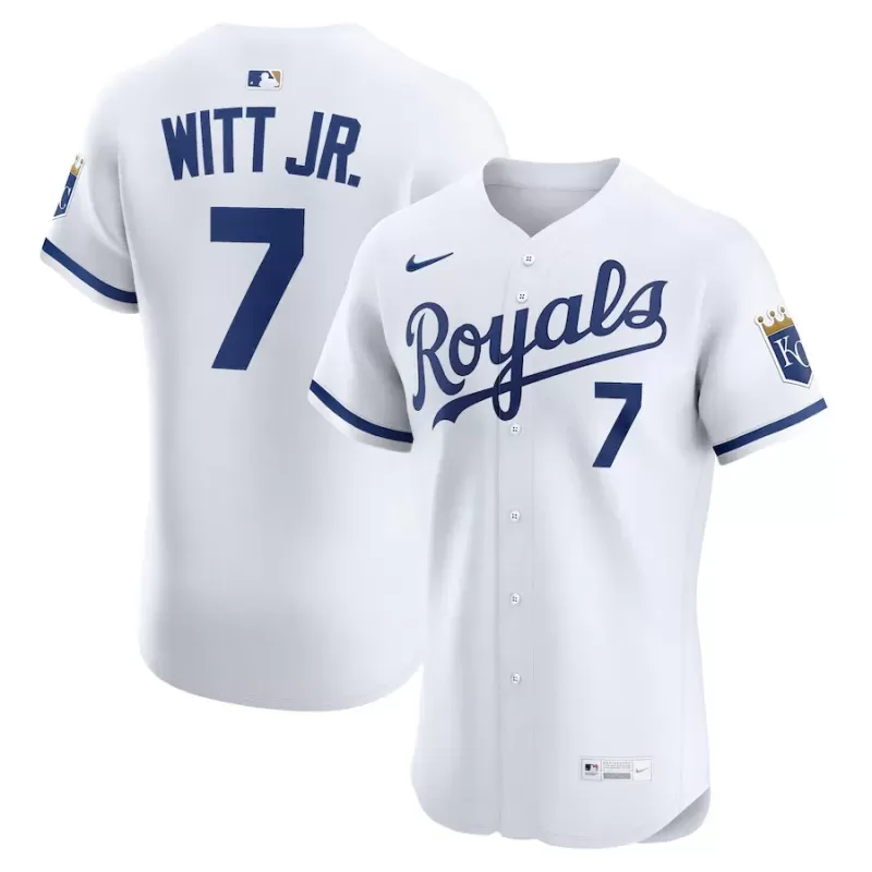 Men's Kansas City Royals Bobby Witt Jr. Nike White Home Elite Jersey Men's Kansas City Royals Bobby Witt Jr. Nike White Home Elite Jersey