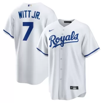 Men's Kansas City Royals Bobby Witt Jr. Nike White Home Replica Player Jersey Men's Kansas City Royals Bobby Witt Jr. Nike White Home Replica Player Jersey