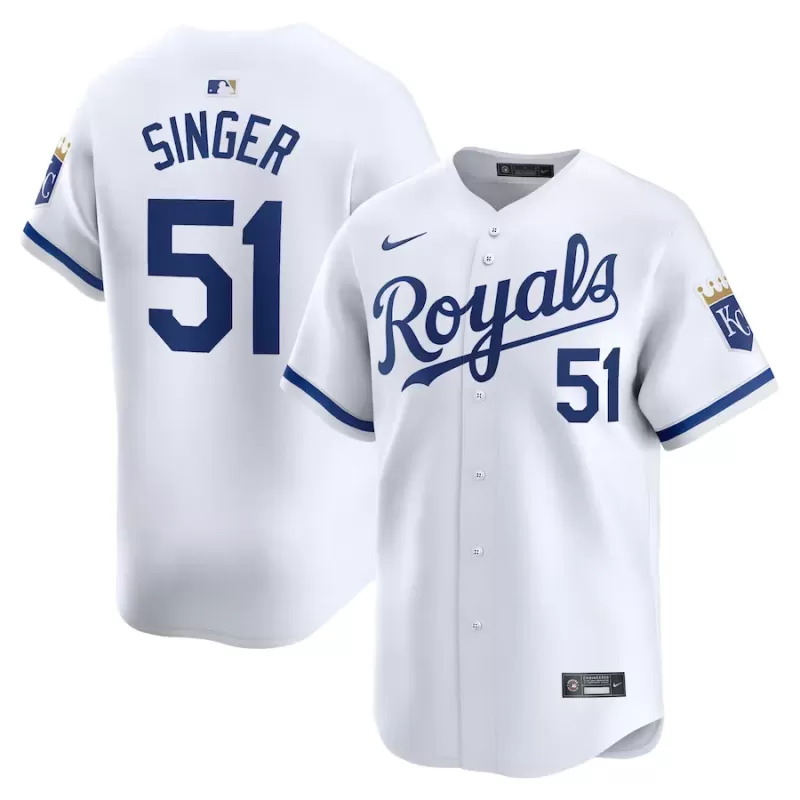 Men's Kansas City Royals Brady Singer Nike White Home Limited Player Jersey Men's Kansas City Royals Brady Singer Nike White Home Limited Player Jersey