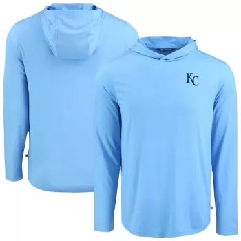 Men's Kansas City Royals Cutter & Buck Powder Blue Coastline Epic Comfort Recycled Eco Hoodie Long Sleeve T-Shirt Men's Kansas City Royals Cutter & Buck Powder Blue Coastline Epic Comfort Recycled Eco Hoodie Long Sleeve T-Shirt