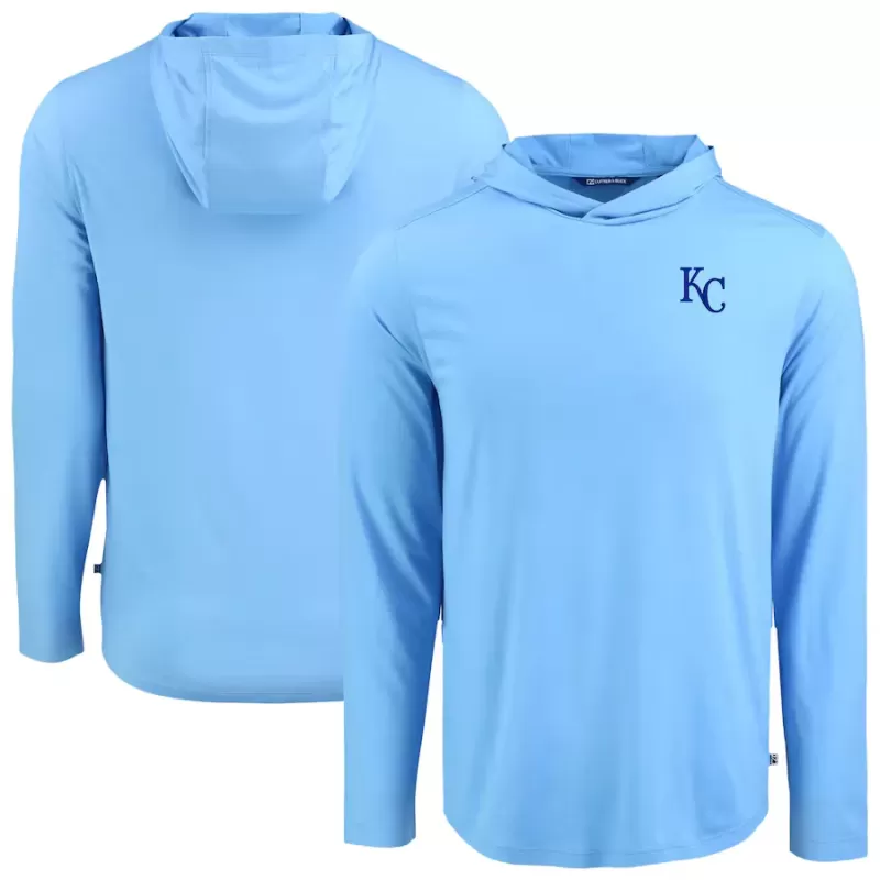 Men's Kansas City Royals Cutter & Buck Powder Blue Coastline Epic Comfort Recycled Eco Hoodie Long Sleeve T-Shirt Men's Kansas City Royals Cutter & Buck Powder Blue Coastline Epic Comfort Recycled Eco Hoodie Long Sleeve T-Shirt