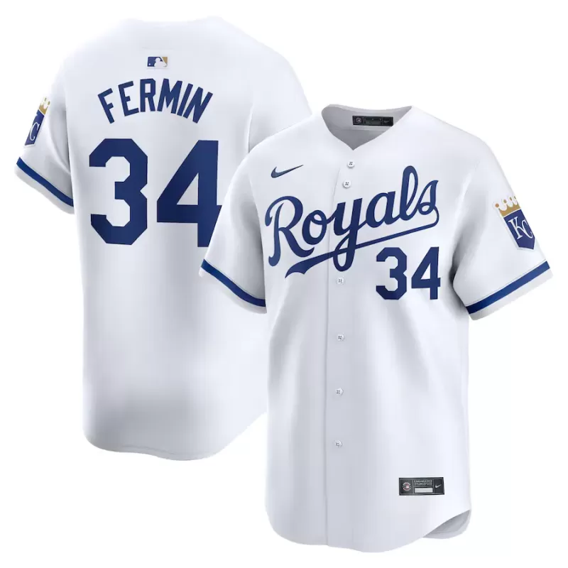 Men's Kansas City Royals Freddy Fermin Nike White Home Limited Player Jersey Men's Kansas City Royals Freddy Fermin Nike White Home Limited Player Jersey