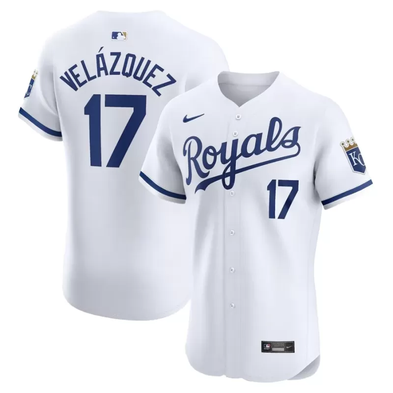 Men's Kansas City Royals Nelson Velazquez Nike White Home Elite Player Jersey Men's Kansas City Royals Nelson Velazquez Nike White Home Elite Player Jersey