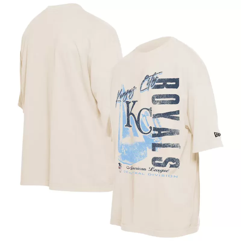 Men's Kansas City Royals New Era Cream Cooperstown Collection Oversized Throwback Distressed T-Shirt Men's Kansas City Royals New Era Cream Cooperstown Collection Oversized Throwback Distressed T-Shirt