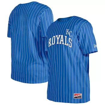 Men's Kansas City Royals New Era Royal Throwback Pinstripe T-Shirt