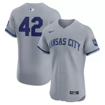 Men's Kansas City Royals Nike Gray Road 2024 Jackie Robinson Day Elite Jersey Men's Kansas City Royals Nike Gray Road 2024 Jackie Robinson Day Elite Jersey