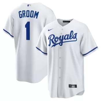 Men's Kansas City Royals Nike White #1 Groom Home Replica Jersey Men's Kansas City Royals Nike White #1 Groom Home Replica Jersey