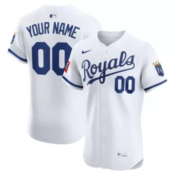 Men's Kansas City Royals Nike White Home Elite Sponsor Patch Custom Jersey Men's Kansas City Royals Nike White Home Elite Sponsor Patch Custom Jersey