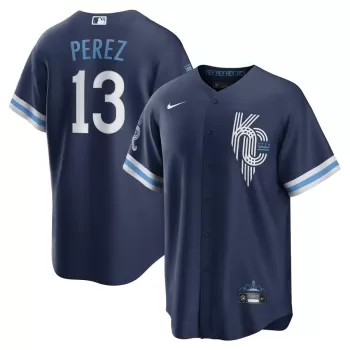 Men's Kansas City Royals Salvador Perez Nike Navy City Connect Replica Player Jersey Men's Kansas City Royals Salvador Perez Nike Navy City Connect Replica Player Jersey