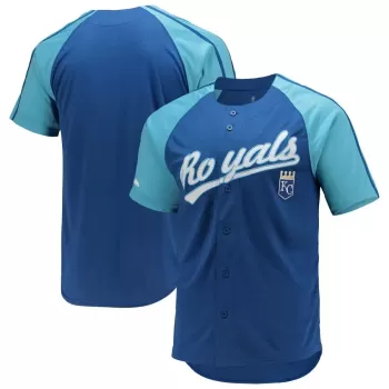 Men's Kansas City Royals Stitches Royal Button-Down Raglan Replica Jersey Men's Kansas City Royals Stitches Royal Button-Down Raglan Replica Jersey