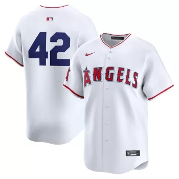 Men's Los Angeles Angels Nike White 2024 Jackie Robinson Day Home Limited Jersey Men's Los Angeles Angels Nike White 2024 Jackie Robinson Day Home Limited Jersey