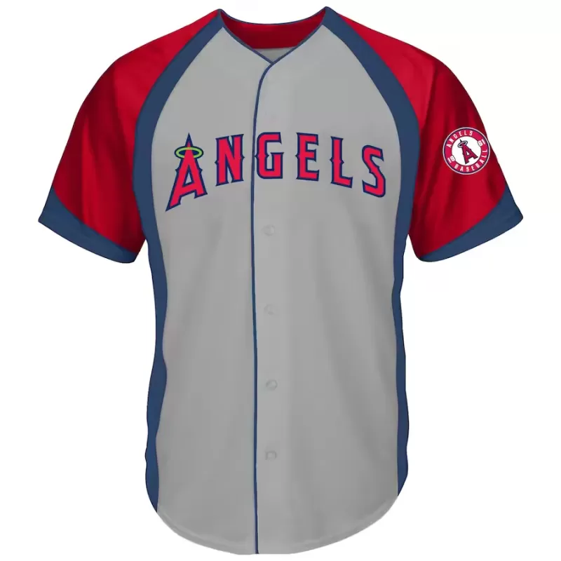 Men's Los Angeles Angels Profile Gray Big & Tall Colorblock Team Fashion Jersey Men's Los Angeles Angels Profile Gray Big & Tall Colorblock Team Fashion Jersey