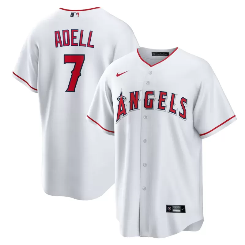 Men's Los Angeles Angels Jo Adell Nike White Home Replica Jersey Men's Los Angeles Angels Jo Adell Nike White Home Replica Jersey