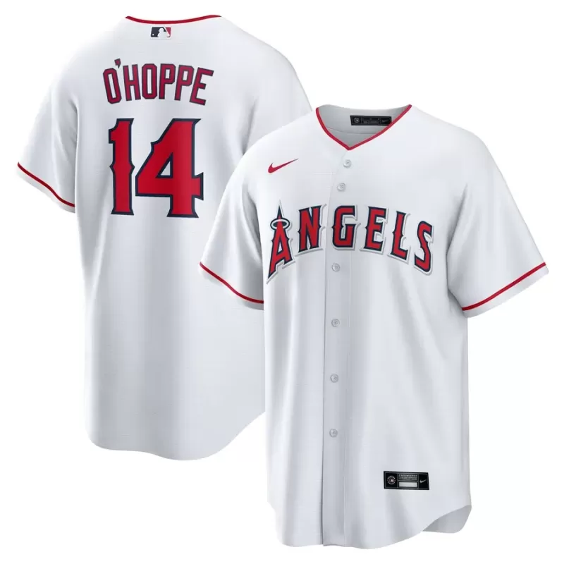 Men's Los Angeles Angels Logan O'Hoppe Nike White Home Replica Jersey Men's Los Angeles Angels Logan O'Hoppe Nike White Home Replica Jersey