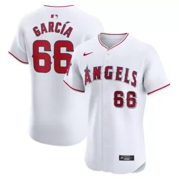 Men's Los Angeles Angels Luis Garcia Nike White Home Elite Player Jersey Men's Los Angeles Angels Luis Garcia Nike White Home Elite Player Jersey