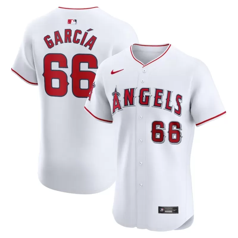 Men's Los Angeles Angels Luis Garcia Nike White Home Elite Player Jersey Men's Los Angeles Angels Luis Garcia Nike White Home Elite Player Jersey