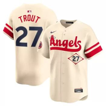 Men's Los Angeles Angels Mike Trout Nike Cream City Connect Limited Player Jersey Men's Los Angeles Angels Mike Trout Nike Cream City Connect Limited Player Jersey