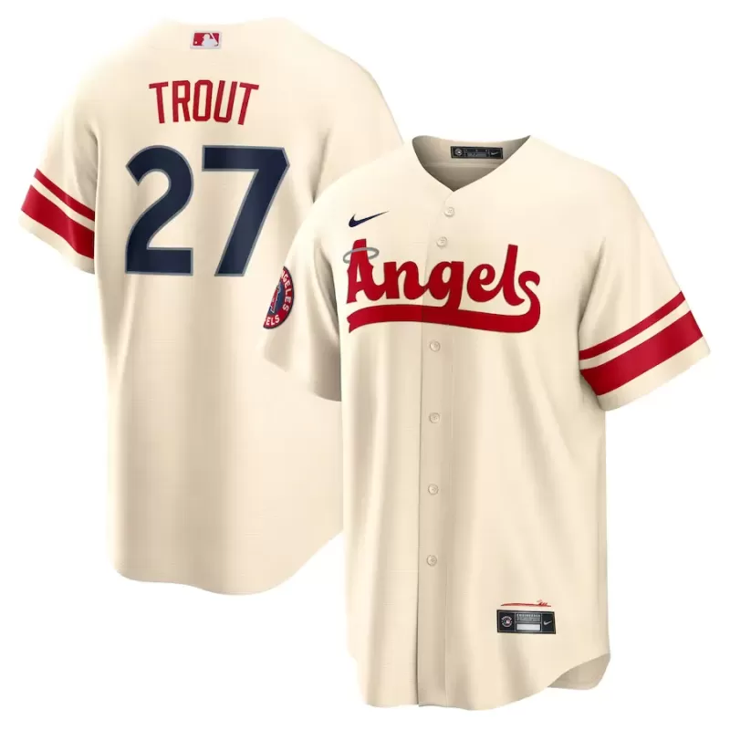 Men's Los Angeles Angels Mike Trout Nike Cream City Connect Replica Player Jersey Men's Los Angeles Angels Mike Trout Nike Cream City Connect Replica Player Jersey