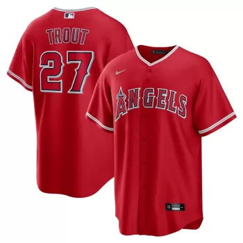 Men's Los Angeles Angels Mike Trout Nike Red Alternate Replica Player Name Jersey Men's Los Angeles Angels Mike Trout Nike Red Alternate Replica Player Name Jersey