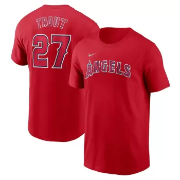 Men's Los Angeles Angels Mike Trout Nike Red Fuse Name & Number T-Shirt Men's Los Angeles Angels Mike Trout Nike Red Fuse Name & Number T-Shirt