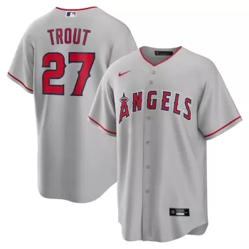 Men's Los Angeles Angels Mike Trout Nike Silver Road Replica Player Name Jersey Men's Los Angeles Angels Mike Trout Nike Silver Road Replica Player Name Jersey