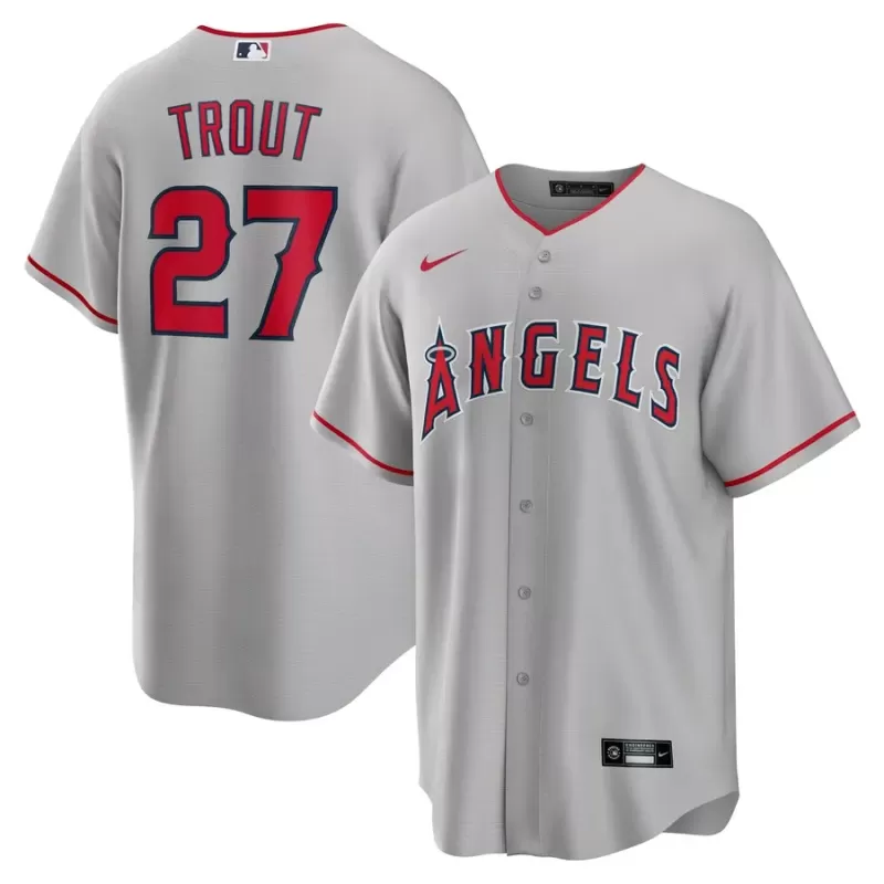 Men's Los Angeles Angels Mike Trout Nike Silver Road Replica Player Name Jersey Men's Los Angeles Angels Mike Trout Nike Silver Road Replica Player Name Jersey