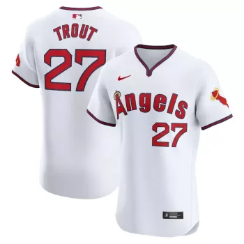 Men's Los Angeles Angels Mike Trout Nike White Alternate Elite Player Jersey Men's Los Angeles Angels Mike Trout Nike White Alternate Elite Player Jersey