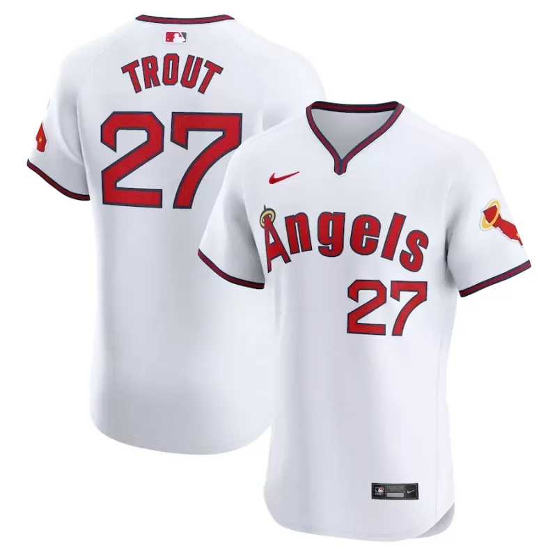 Men's Los Angeles Angels Mike Trout Nike White Alternate Elite Player Jersey Men's Los Angeles Angels Mike Trout Nike White Alternate Elite Player Jersey